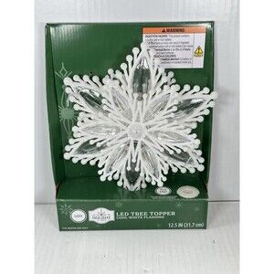 12.5” Holiday Time Cool White Flashing LED Light Up Christmas Tree Topper NEW